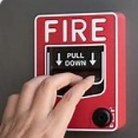 The fire alarm goes off