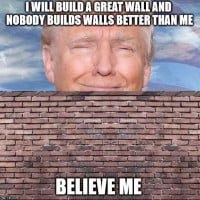 "I will build a Great Wall and nobody builds walls better than me, believe me"