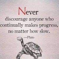 Never discourage anyone who continually makes progress, no matter how slow. - Plato