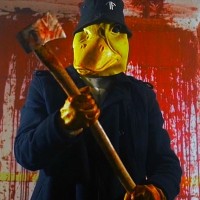 Entetainment: a dude with a duck mask