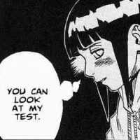 Hinata offering naruto to cheat off of her in the chunnin exams